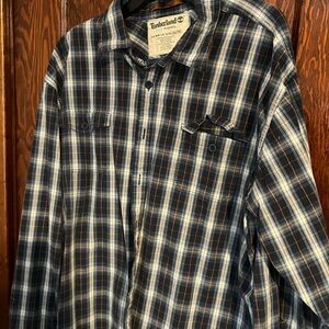 Timberland Men's Navy and White Plaid Shirt